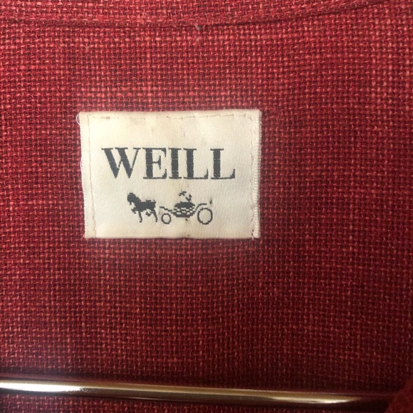 Weill Paris Cranberry Button Down Dress Linen Blen - Picture 9 of 9